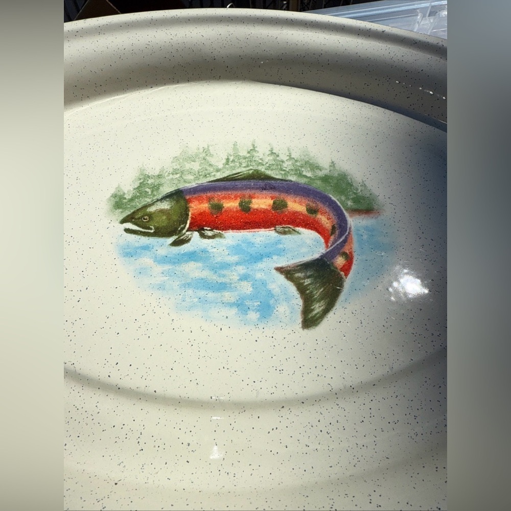 Vintage Platter 2003 Enesco Julie Ueland Salmon Fish Platter